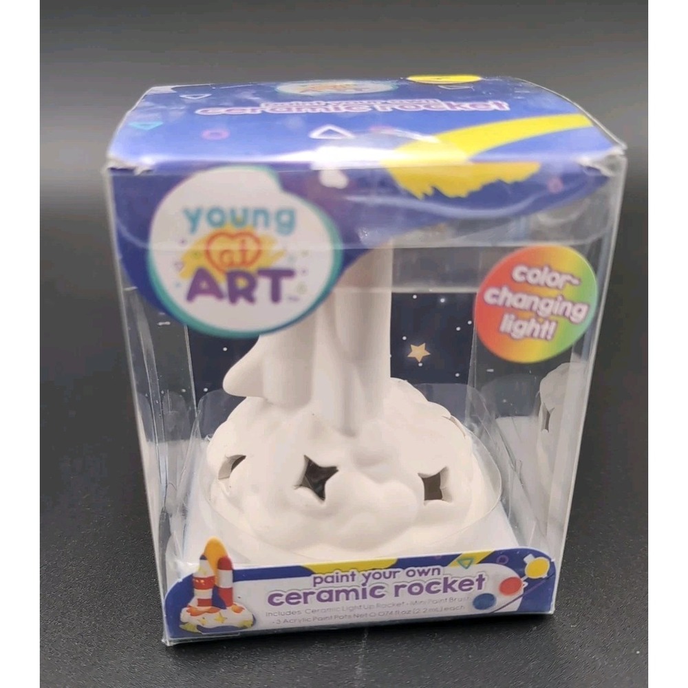 Paint Your Own Ceramic Spaceship Rocket Light Young at Art Project Family Fun